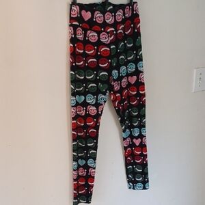 No Boundaries Red and Pink Leggings Fun Cartoon Print
